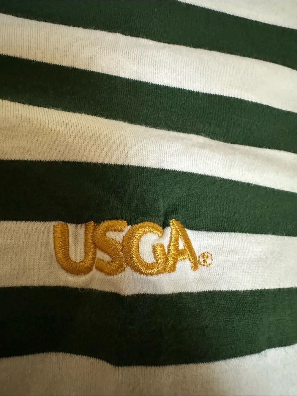 Ralph Lauren Green & White Striped Polo - us open merion golf official staff